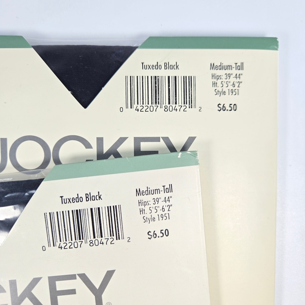 Vintage Jockey Control Top Pantyhose Tuxedo Black‎ Day Sheer Medium-Tall #1951 - Picture 3 of 7